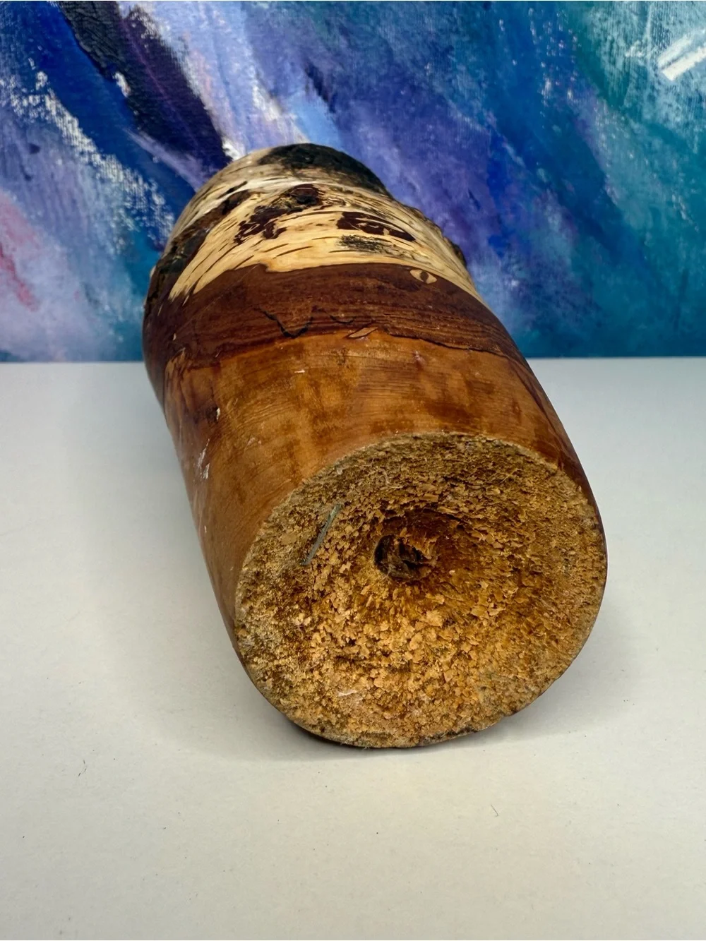 Hand Turned Live Edge Wood Bud Vase Folk Art Sculpture Vintage Burl Cottagecore